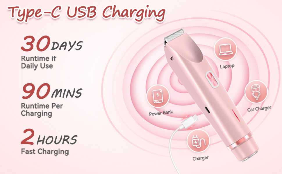 Електричний триммер для бікіні Damsel, 2-в-1, водонепроникний IPX7, рожевий. Для тіла, обличчя, брів, вусів, бороди, рук та ніг.