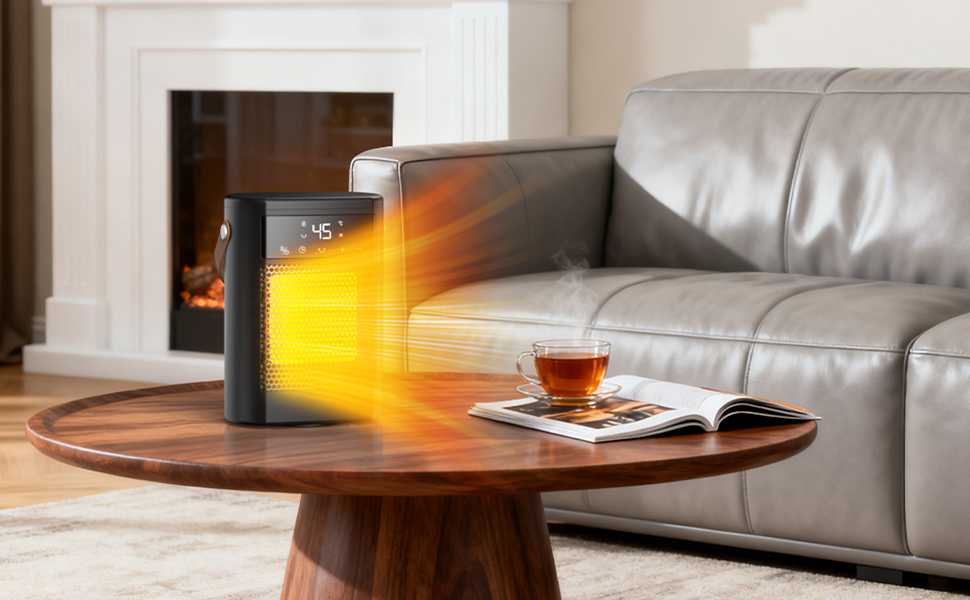 Електричний обігрівач 1500W з осциляцією, захистом від перегріву та перекидання - тихий, швидкий, для дому та офісу