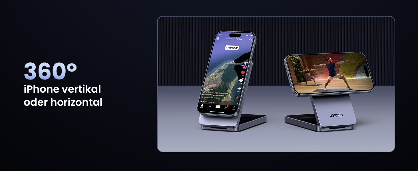 Зарядний пристрій UGREEN MagFlow Qi2 з підтримкою MagSafe, 15W, 2-в-1, для iPhone 17/16/15/14/13/12, AirPods 2/3, з кабелем 1м