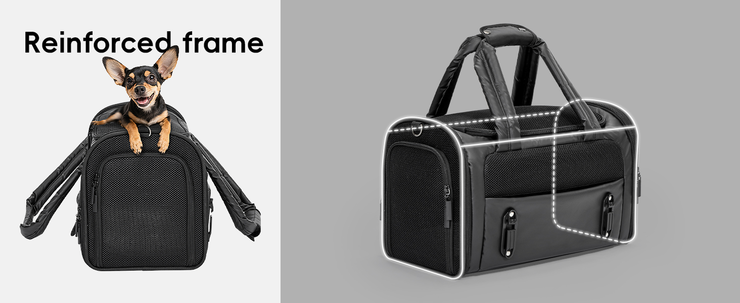 Транспортна переноска для собак та котів, чорна, M - складана переноска для подорожей літаком, авто та потягом