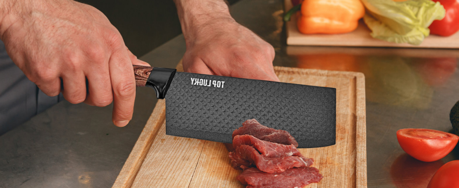 Набір кухонних ножів, 6 предметів, чорний, гострий, з антипригарним покриттям, нержавіюча сталь, з підставкою для ножів (чорний)