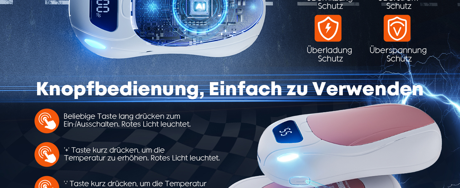 Електричні грілки для рук 2 шт. 12000 mAh з магнітним двостороннім нагріванням та цифровим індикатором температури та заряду батареї для відпочинку на природі/кемпінгу (Білий-Рожевий)