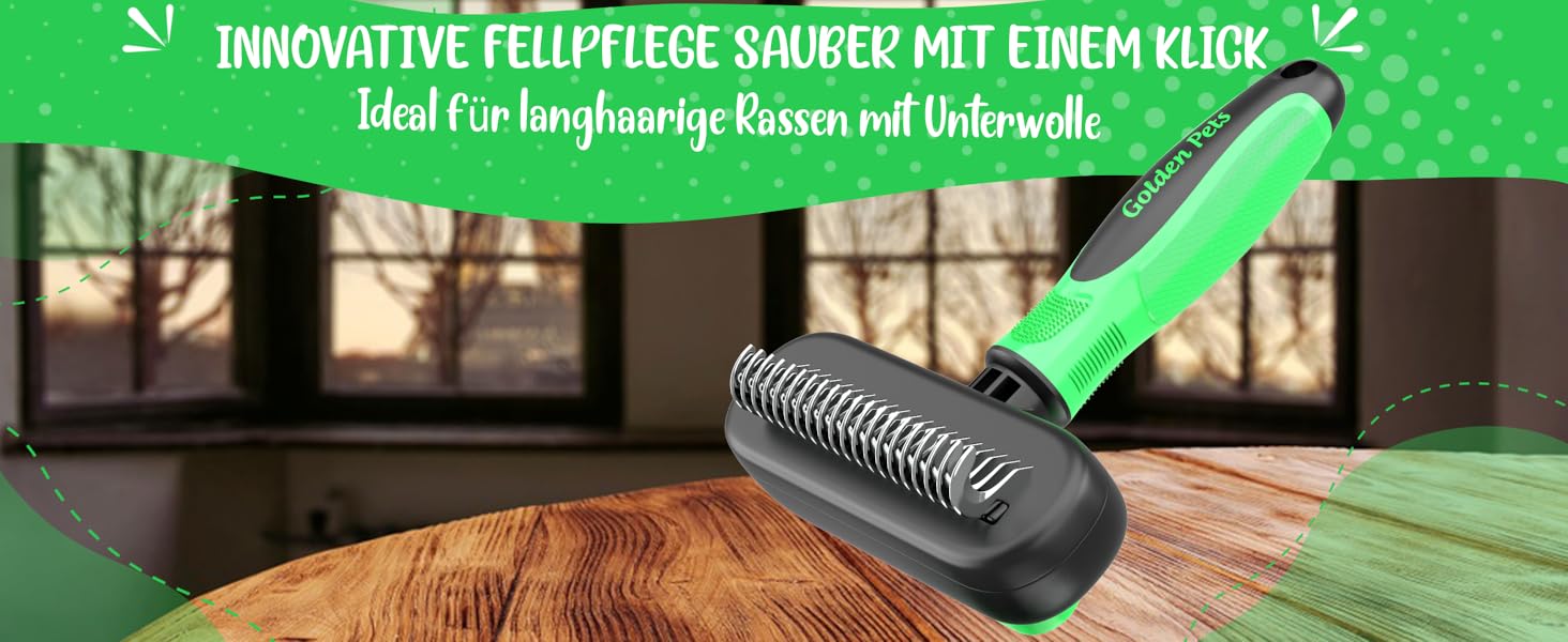 Щітка для вичісування підшерстка собак та котів з довгим хутром Golden Pets - видаляє підшерсток, ковтуни та вузли
