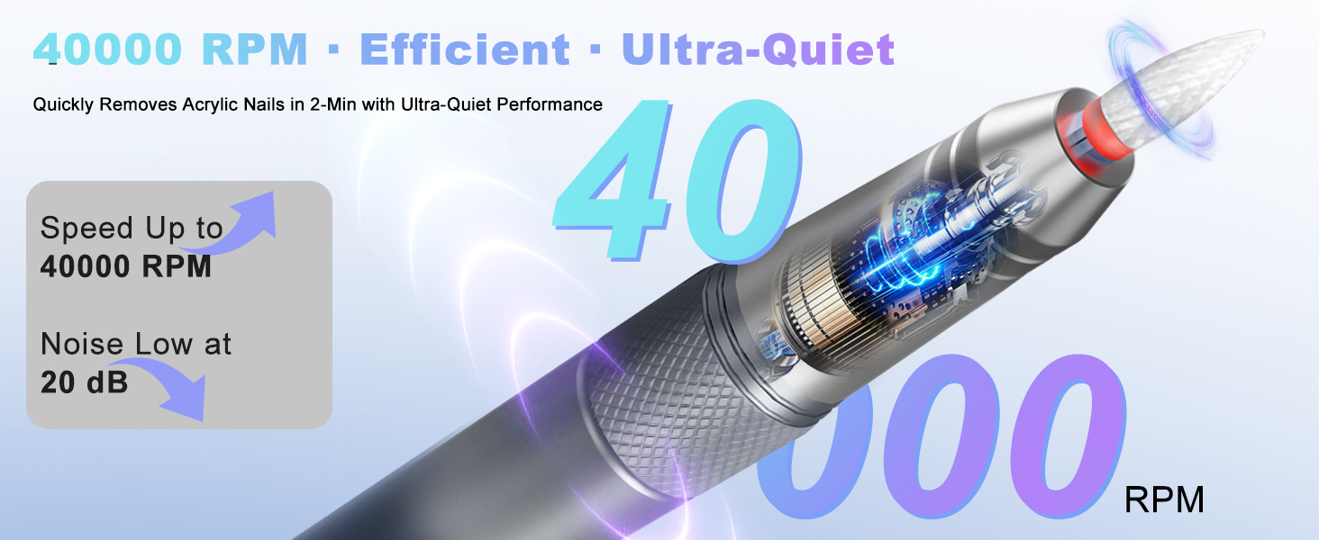 Професійний фрезер для нігтів ENGERWALL M95G: 40000 обертів/хв, акумулятор 24 год, бездротовий електричний фрезер для гелю та акрилу, LCD дисплей, турбо двигун