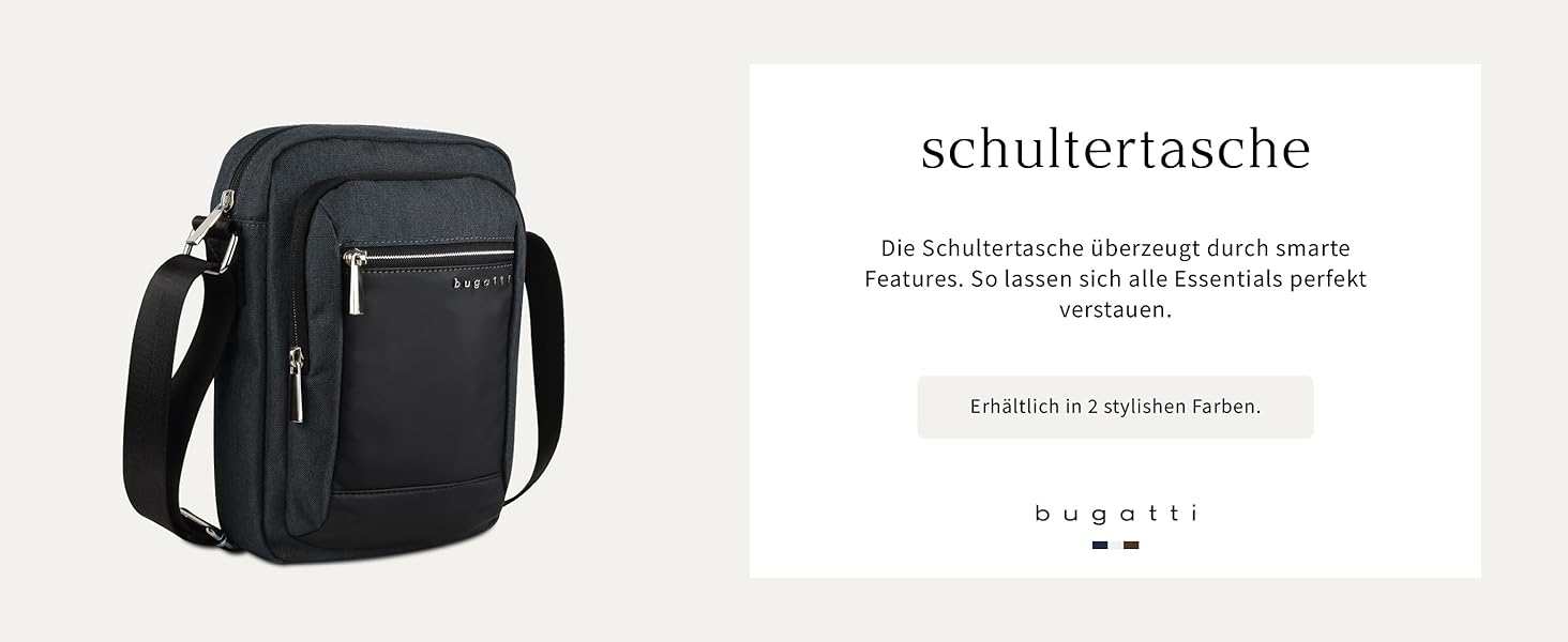 Чоловіча сумка Bugatti Sera на плечі, месенджер з відділенням для планшета, антрацит, S