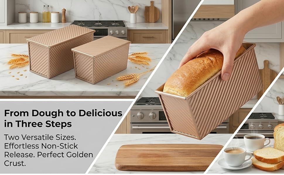 Форма для випічки хліба Toastbrot 2 шт (1000г + 450г) з кришкою, антипригарна, 32x12x12 см та 20.8x11.8x11 см