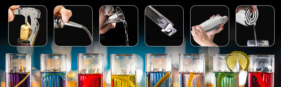 Набір для коктейлів, нержавіюча сталь, 750 мл, 12 предметів, професійний барний аксесуар для дому та бару