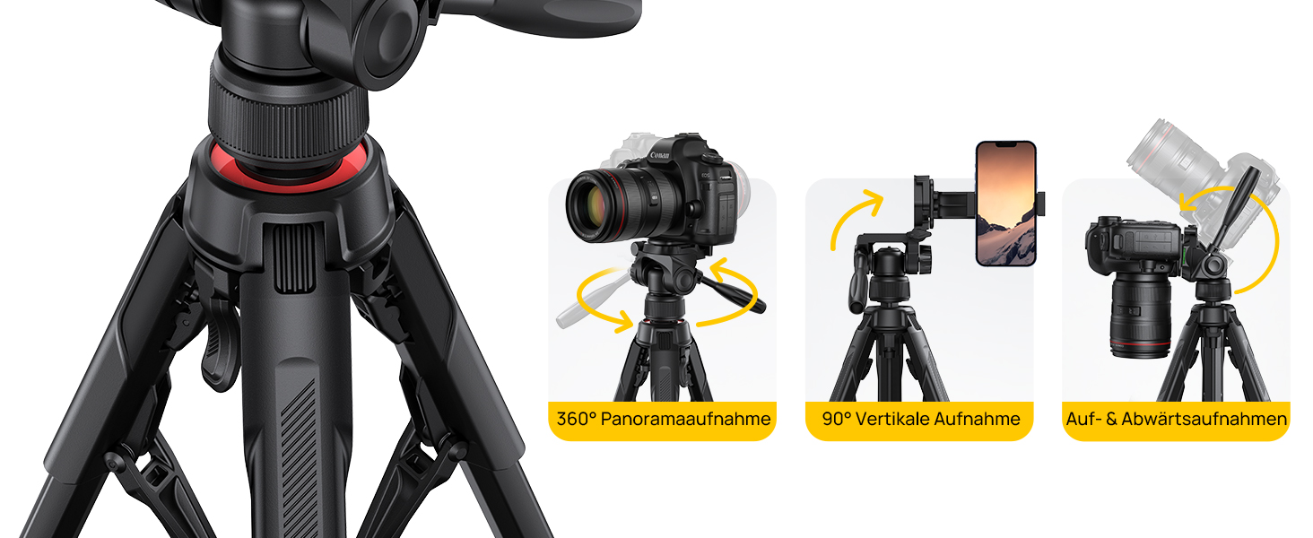 Штатив для камери Lamicall: стабільний трипод з регулюванням висоти до 170 см, вантажопідйомністю 8 кг та підставка для телефону