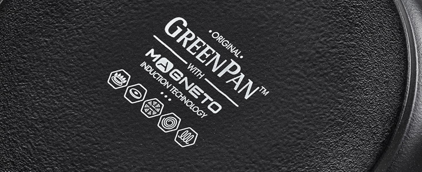 GreenPan Essentials кругла гриль-сковорода 28 см, керамічне антипригарне покриття, без PFAS, для індукції, для посудомийки, чорна