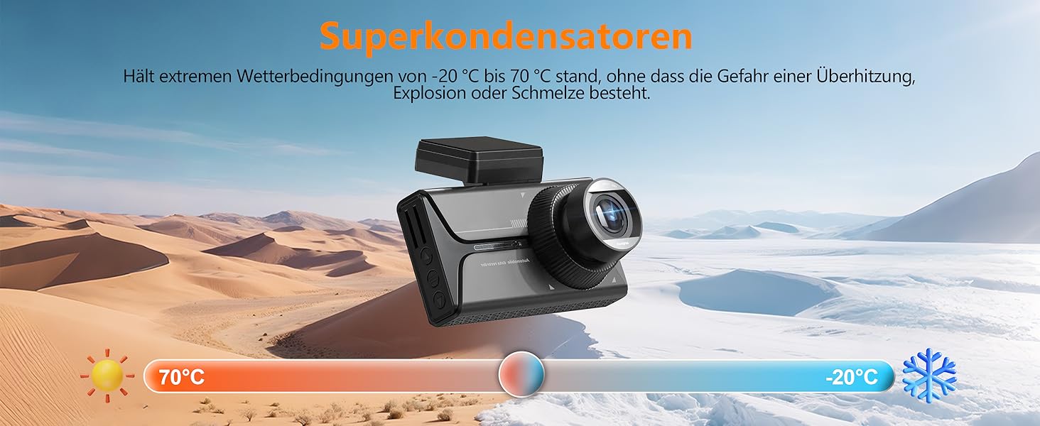 Відеореєстратор Antfutre Dashcam Auto Vorne Hinten 4K+1080P з GPS, WiFi, HDR, G-Sensor, 24/7 Parküberwachung, Loop-Aufnahme MXC-857-64GB