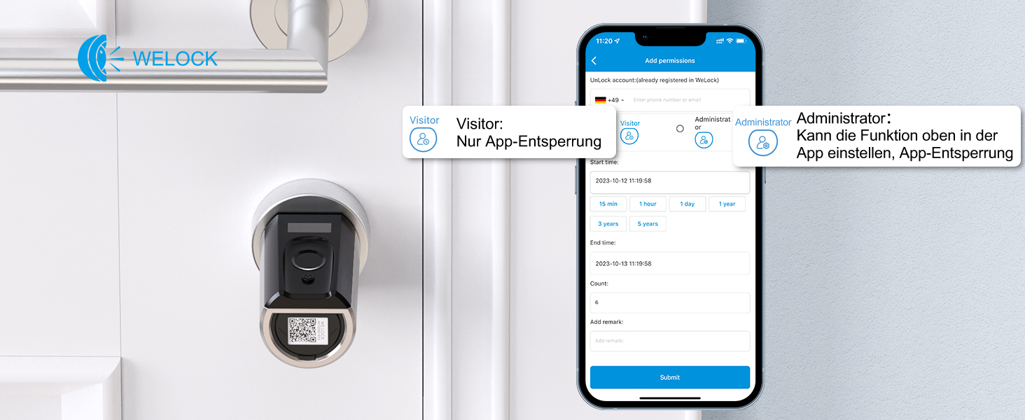 Електронний дверний замок WELOCK Touch41 з відбитком пальця, Wi-Fi, Bluetooth, RFID, IP65, для дверей 50-100 мм, сумісний з Alexa