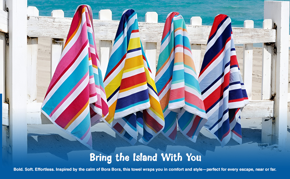 Рушники Casa Copenhagen Bora Bora – набір 4 шт. (76x152 см) з бавовни, Данія. Швидковисихаючі, для басейну, душу та ванни. Рожевий, червоний, жовтий, блакитний