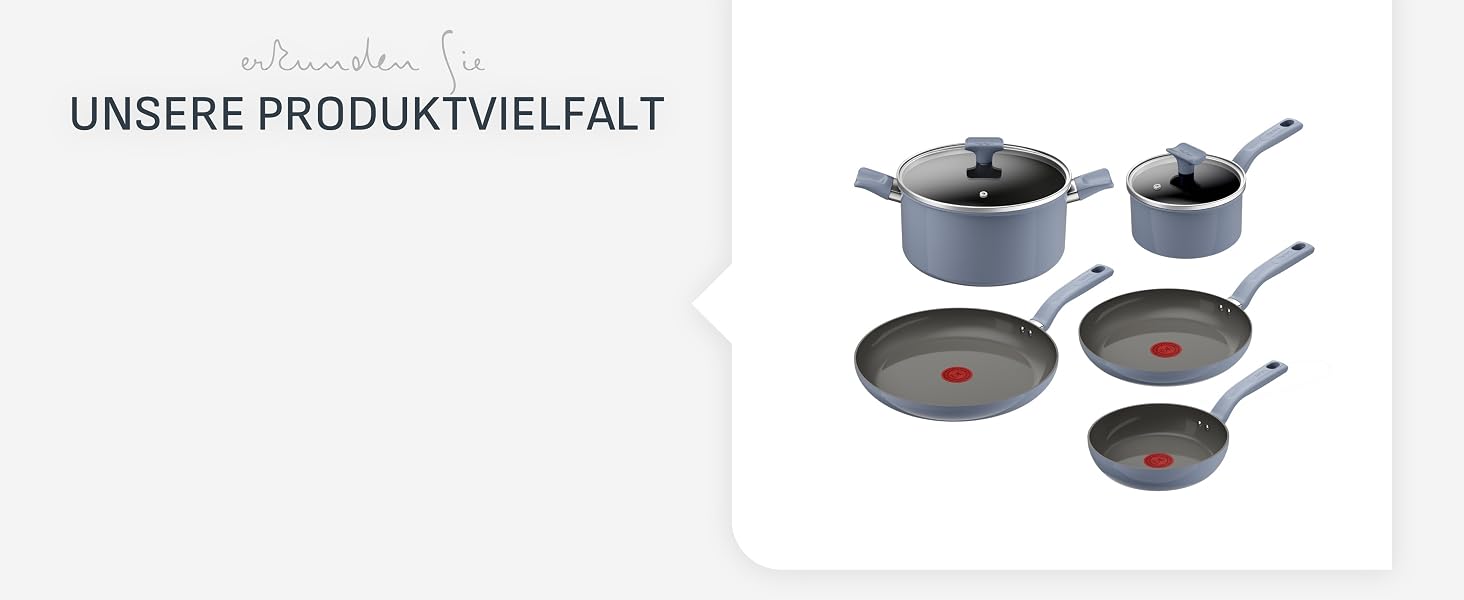 Набір посуду Tefal Mineralia+ Stone White On, 7 предметів, антипригарне покриття, Thermo-Signal, для всіх типів плит, білий, G199S544