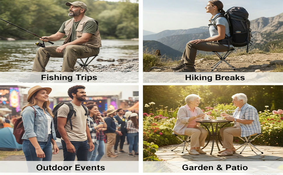 Зручний складаний стілець для кемпінгу та відпочинку на природі (Khaki 33см, Чорний 32см)