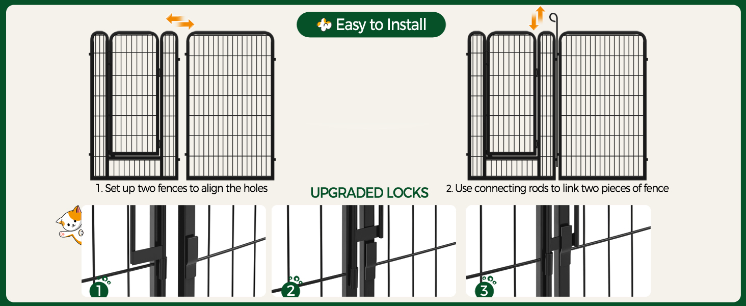 Вольєр для цуценят Yaheetech 16tlg, 120 см, з автоматичним замком, чорний