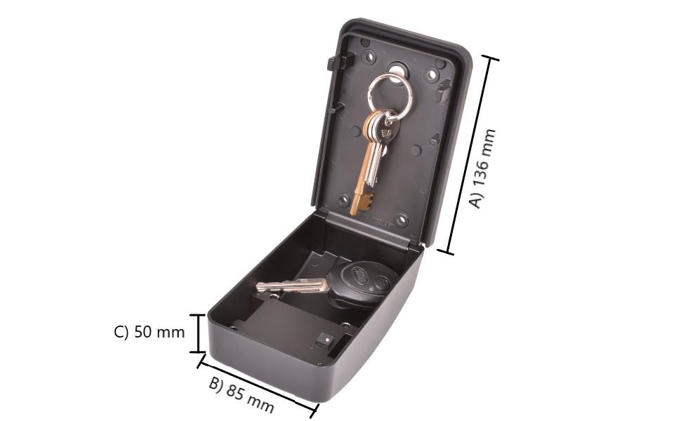 Ключниця-сейф Burg Wächter Key Safe 10 з 4-цифровим кодом для зовнішнього та внутрішнього встановлення, чорна