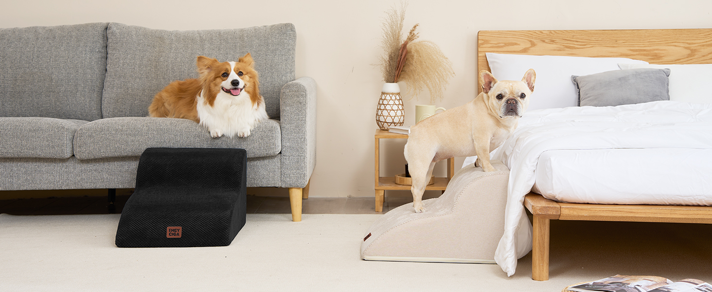 Сходинки для собак EHEYCIGA: компактні та зручні для маленьких собак, 40 см заввишки, 3 сходинки, сірий колір, з миючим покриттям та протиковзким дном (40 x 50 x 30 см)