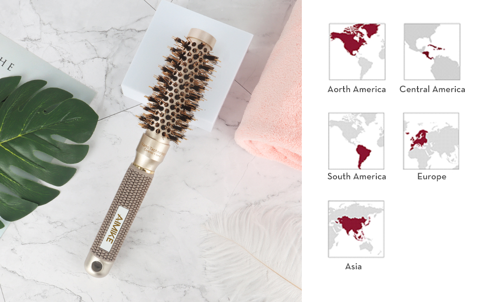 Кругла щітка для волосся AIMIKE з термокерамікою та іонізацією, з щетиною кабана для укладання, створення локонів та блиску (діаметр 2.5 см)