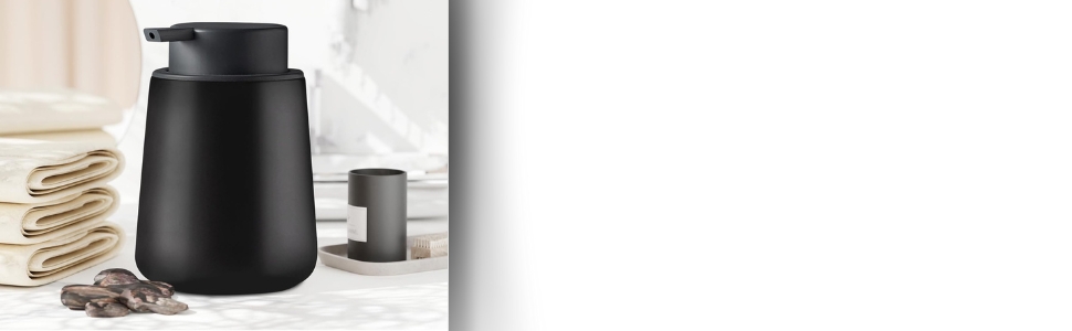 Дозатор мила Cleangang чорного кольору для кухні та ванної кімнати - диспенсер для мила, дезінфікуючого засобу, рідини, кераміка, великий носик