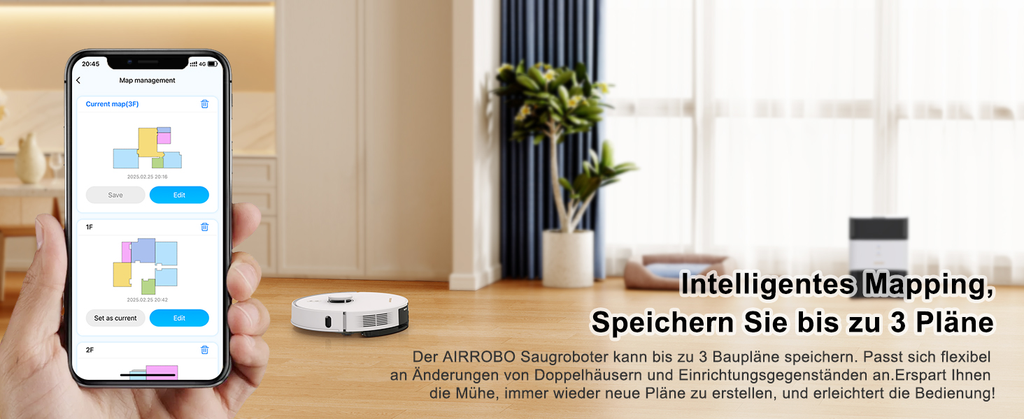 Робот-пилосос AIRROBO GT21 з функцією миття, 3.5л, станція самоочищення, 180хв роботи, LiDAR навігація, потужне всмоктування, керування через додаток, для килимів та шерсті тварин