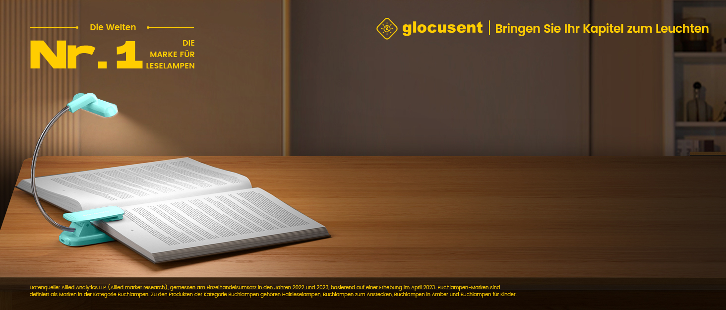 LED лампа для читання Glocusent з кріпленням на книгу, 22 світлодіоди, таймер, регулювання яскравості та кольору, акумулятор 1000 mAh (до 100 годин), для книголюбів, блакитна