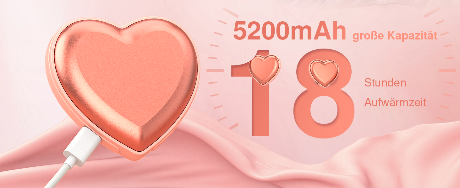 Електричні грілки для рук - 2 шт, серцеподібні, 5200mAh - ідеальні для жінок, подарунок, для активного відпочинку, полювання, кемпінгу