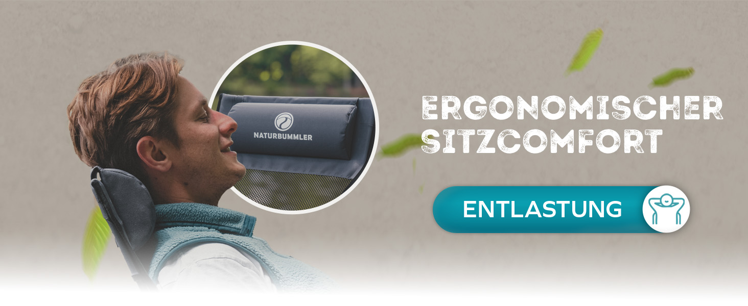 Кемпінговий стілець NaturBummler Cloud Sit Light - складаний, ультралегкий (2.65 кг), дихаючий, з сумкою, витримує 120 кг - для саду, риболовлі, відпочинку (Сірий)