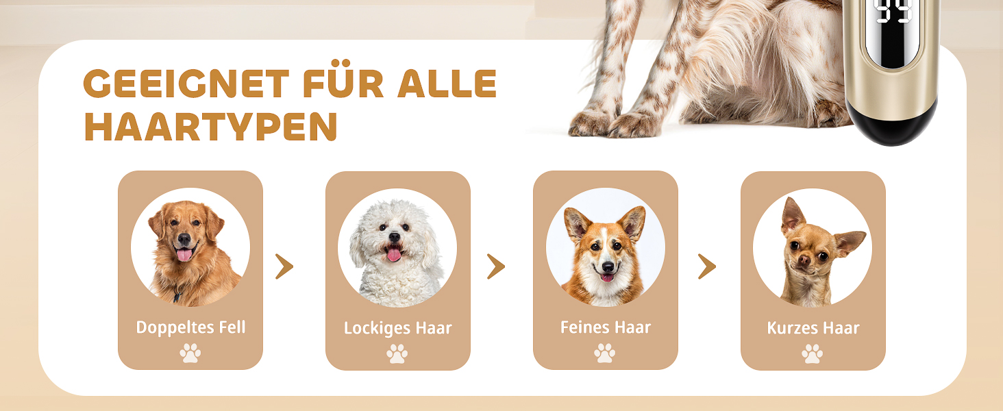 Професійна машинка для стрижки собак IPX7, водонепроникна, з LCD-дисплеєм, золота