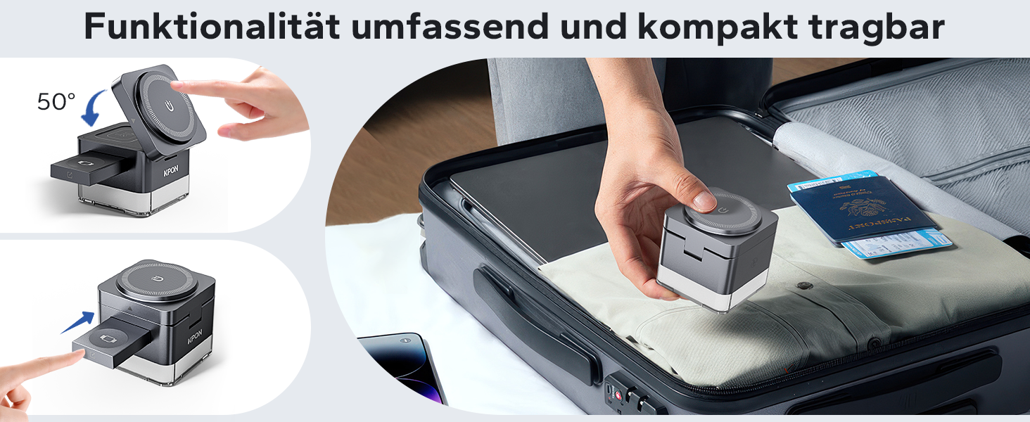 Зарядна станція 3-в-1 KPON для Apple Watch, iPhone та AirPods (Magsafe, сірий)