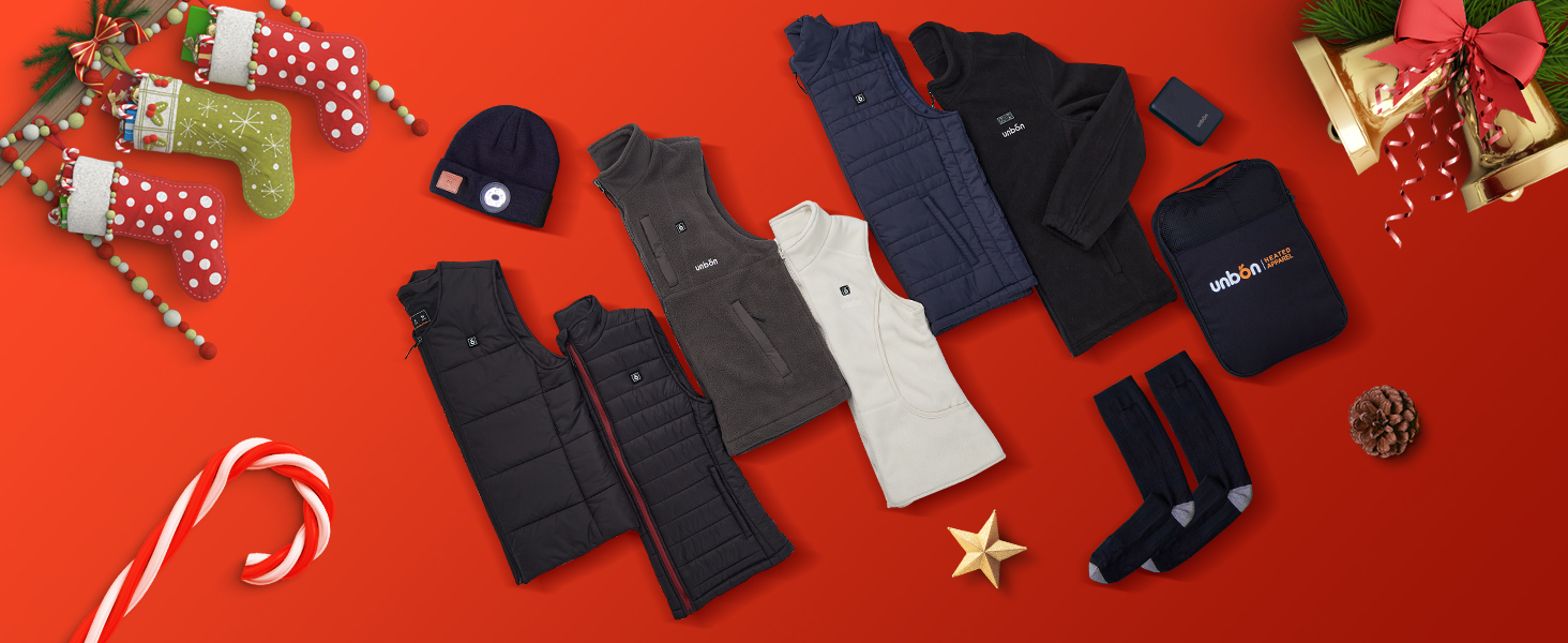 UNBON Грівальна жилетка для чоловіків, флісова жилетка з підігрівом, Powerbank 10000mAh, USB, 3 режими нагріву, 6 зон нагріву, чорний