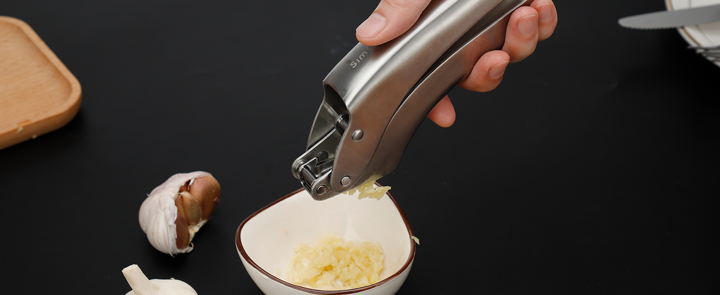 Преміум-прес для часнику з нержавіючої сталі EN 1.4301 – не потребує очищення, придатний для миття в посудомийній машині, інтегрований дизайн, легко чистити, 5 років гарантії