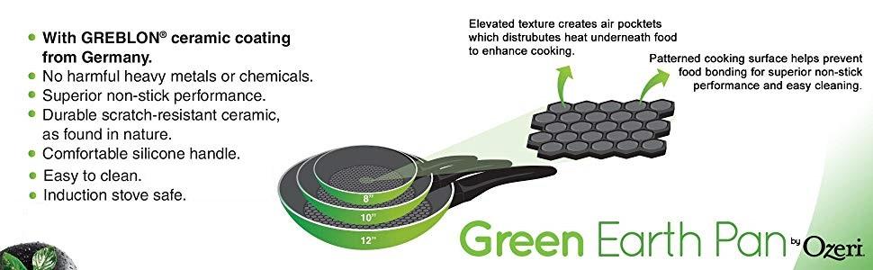 Набір сковорідок Ozeri Green Earth 3-Piece, 3 шт.