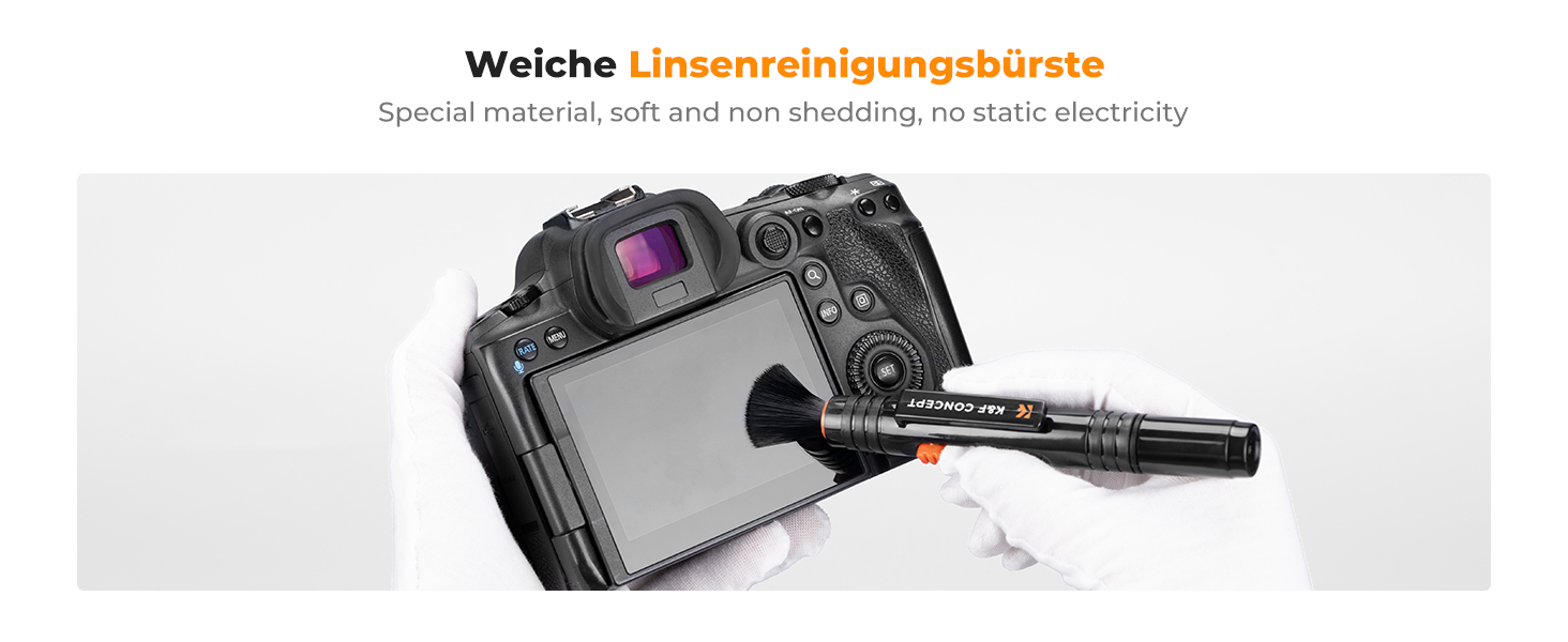 Набір для чищення об'єктивів K&F Concept 3-в-1: для фотоапаратів, об'єктивів, фільтрів, телефонів. Lenspen, щітка, повітряний насос, мікрофібра.