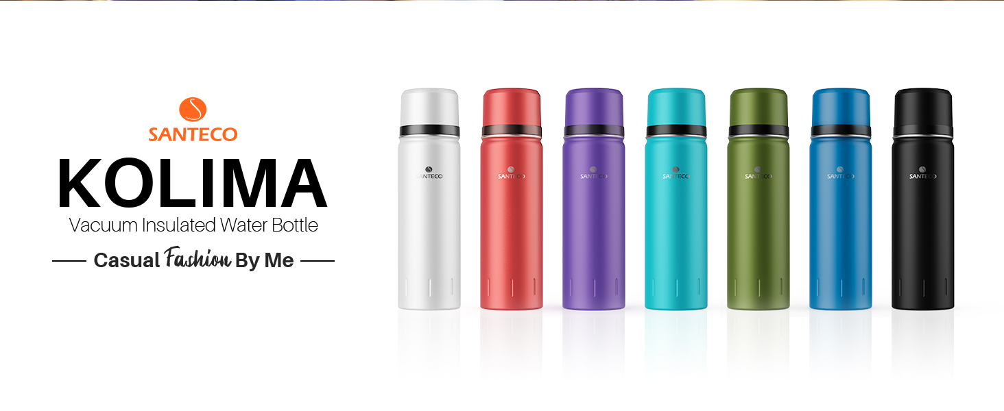 Термос-термокана Santeco з нержавіючої сталі, 1л, 500мл, з антивитіканням, ізольована пляшка з кришкою-чашкою для подорожей, термос для кави та чаю для дітей, спорту, без BPA, 24 години холод & 12 годин гарячий (зелений джунглів, 1000 мл)