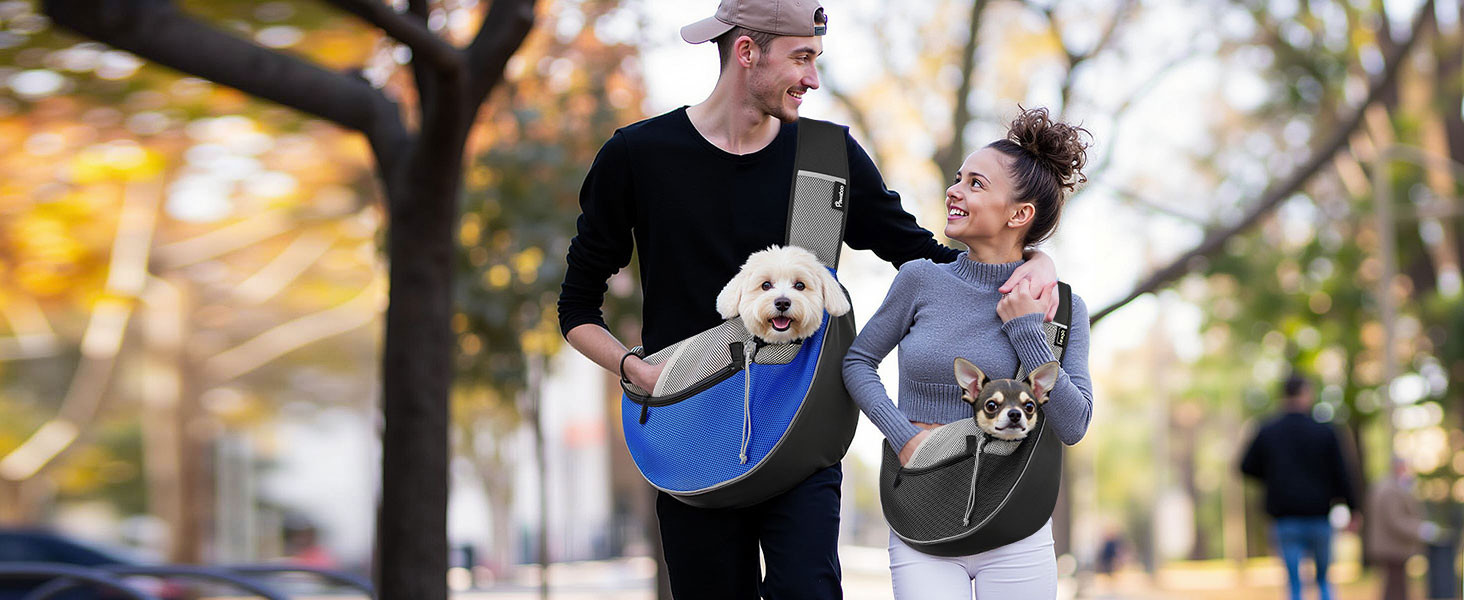 Pawaboo Сумка-переноска для собак, оновлена модель з кишенею для телефону, регульована, чорна, S