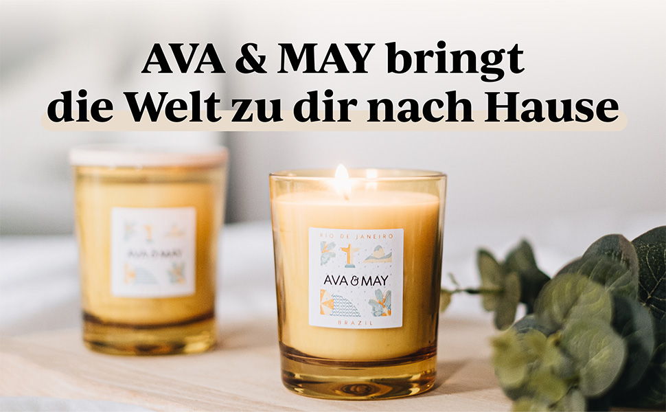Ароматична свічка AVA & MAY Paris, 180 г – веганська соєва свічка з ароматом бергамоту, жасмину та троянди, 40 годин горіння