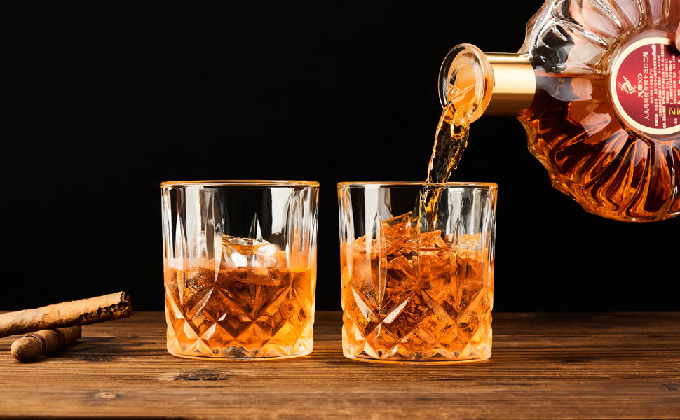 Набір з 4 склянок для віскі, 300 мл, склянка для води, набір подарунків, безпечно мити в посудомийній машині, кришталеве скло, подарунок для любителів віскі, для сім'ї, ресторану та вечірки