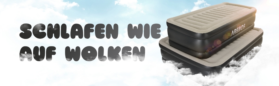 Надувний матрац Arebos | Самостійно надувний матрац 203 × 95 × 51 см для 1 особи | Гостьовий матрац з електричним насосом | Надувний матрац з сумкою для транспортування для кемпінгу/вдома | Сірий/Антрацит
