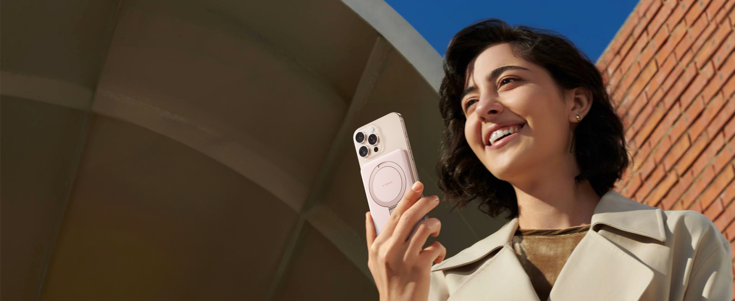 Портативний зарядний пристрій TORRAS 5000mAh з магнітним кріпленням MagSafe, 22.5W PD, Rose Gold