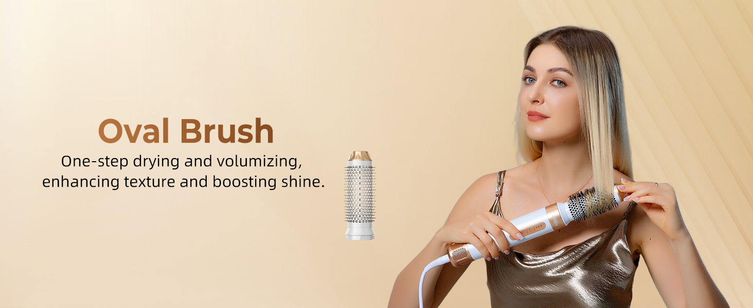 UKLISS Airstyler Pro 7-в-1: Фен, стайлер, завикучувач. Професійний набір для волосся з автоматичною завивкою, брашінгом та випрямленням. Зменшення пухнастості, без екстремального нагріву. Білий, золотий
