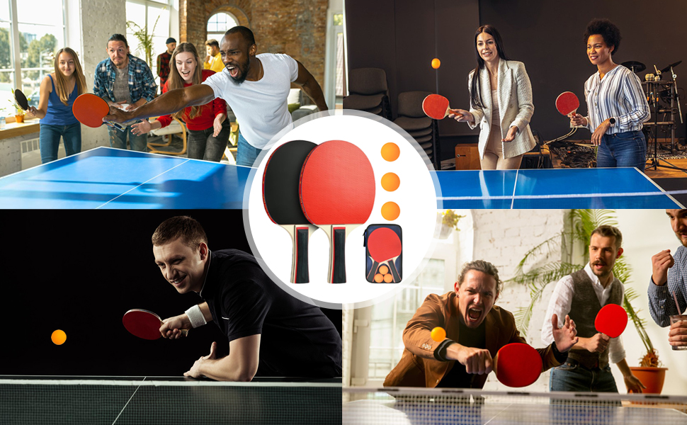 Набір для настільного тенісу Binnan: 2 ракетки та 3 м'ячі з сумкою. Підходить для початківців, сім'ї та професіоналів