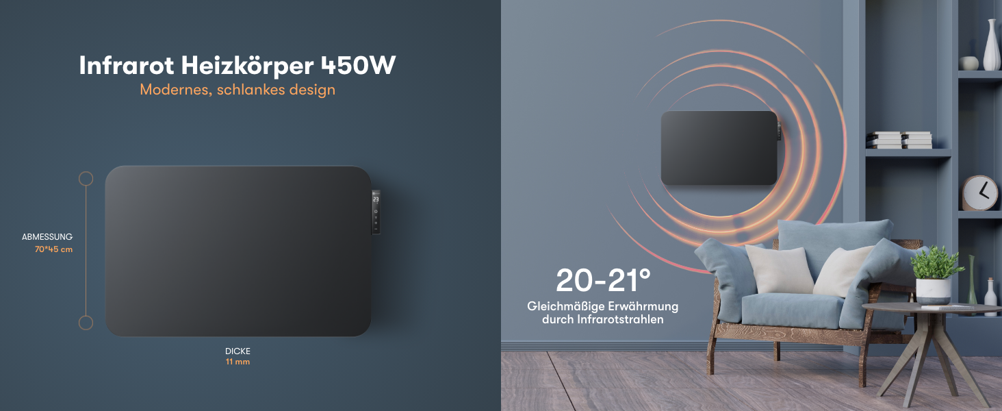 Інфрачервовий обігрівач BR Bringer 450W з Wi-Fi, термостатом та пультом, для дому та офісу (чорний)