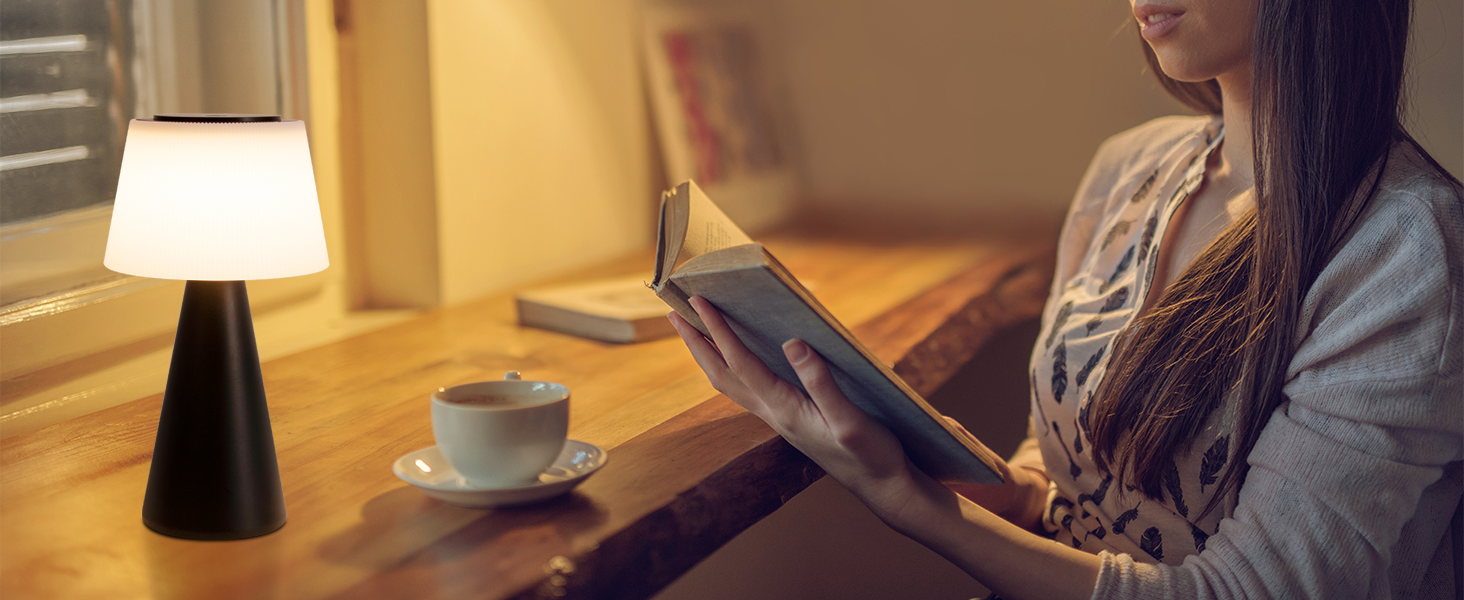 Настільна лампа акумуляторна LED біла з USB зарядкою, диммер, 3600mAh - для спальні, вітальні, вулиці