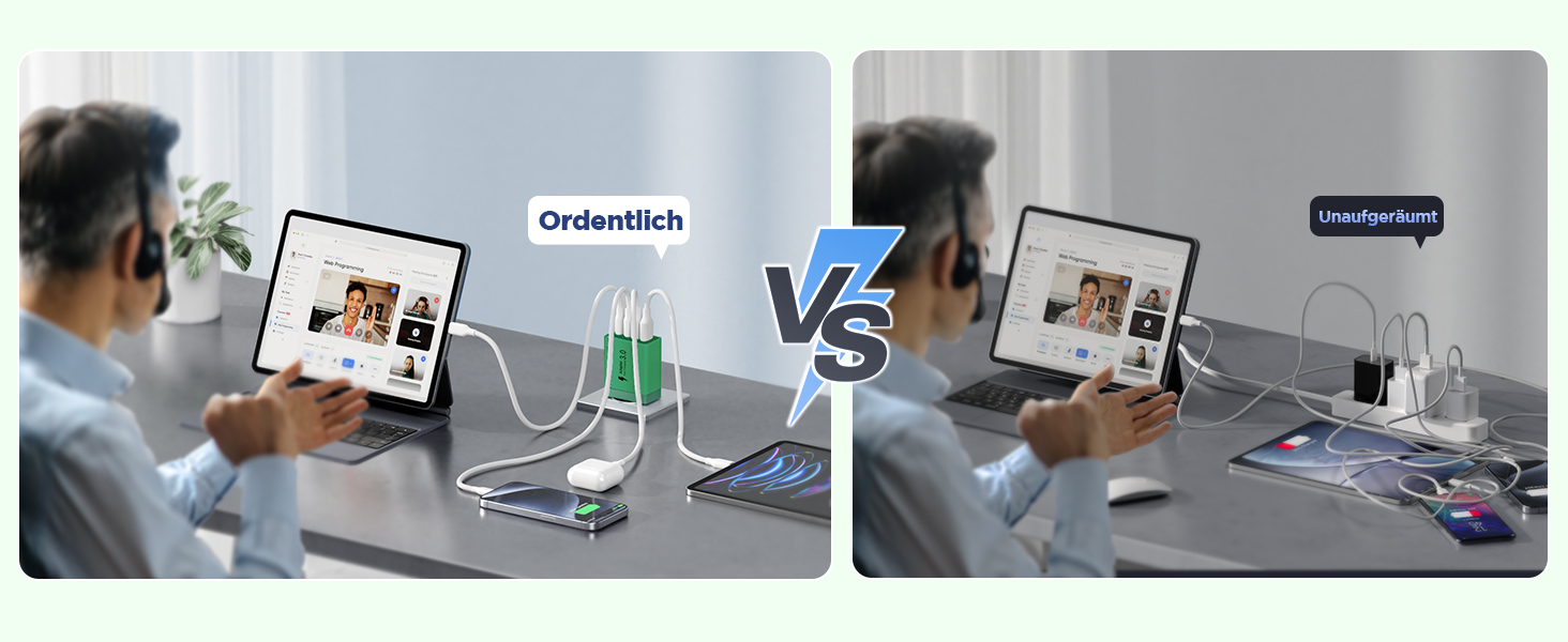 Зарядний пристрій USB-C 40W, мережевий адаптер з QC USB-A та USB-C, швидка зарядка для iPhone, Samsung та інших пристроїв (Темно-зелений)