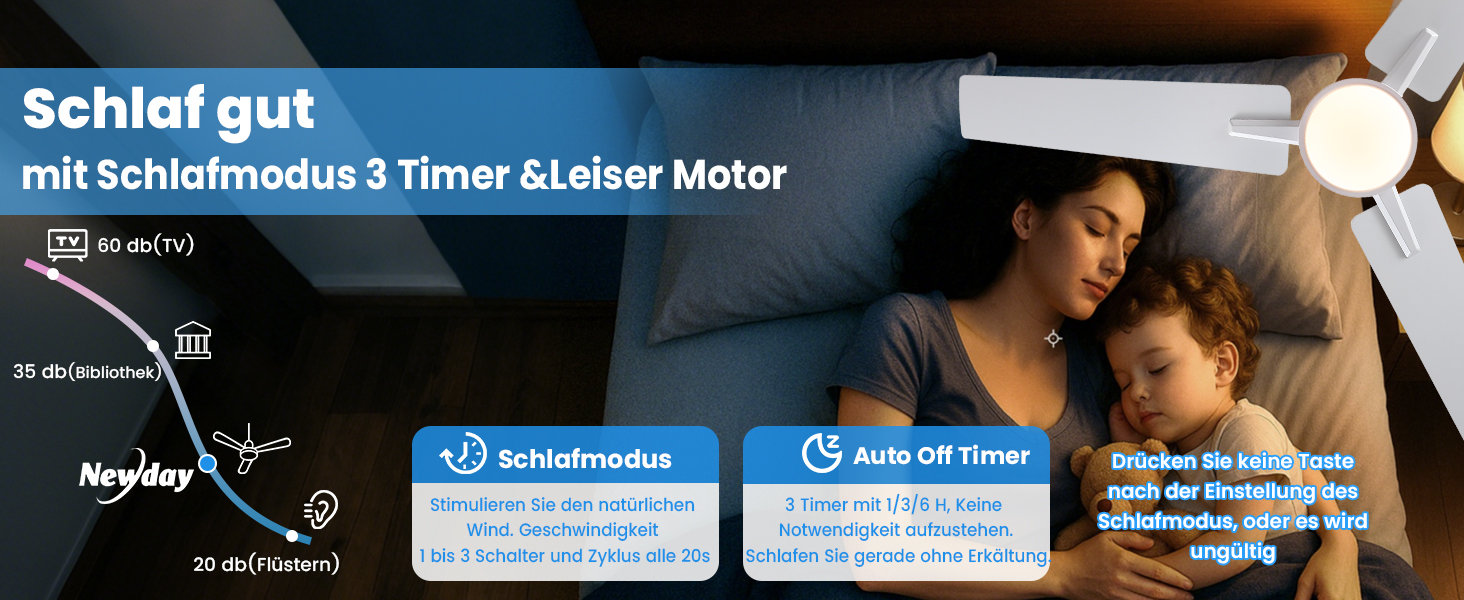 Deckenventilлятор Newday з підсвіткою та пультом керування, 122 см, дерев'яний, з DC мотором, для спальні/вітальні