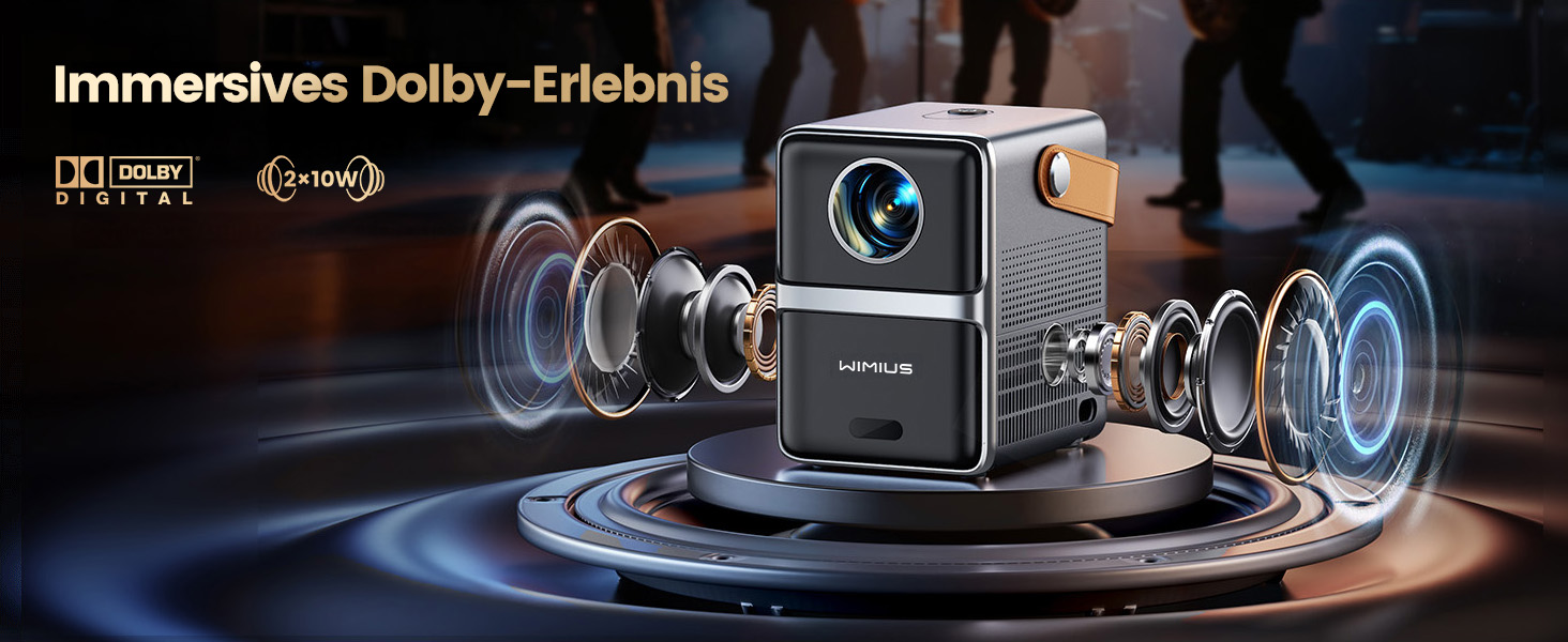 Mini проєктор Beamer 4K з WiFi 6, Dolby Audio та підтримкою Netflix | 1080P Full HD, інтегровані додатки, автоматичне фокусування, вертикальна корекція трапецеїдальних спотворень, короткофокусний, сріблясто-сірий