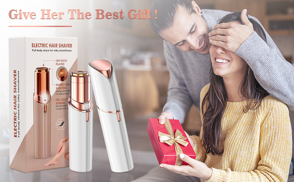 Електричний пристрій для видалення волосся на обличчі для жінок з LED-підсвічуванням, безболісний тример для обличчя, тіла, губ та підборіддя, білий