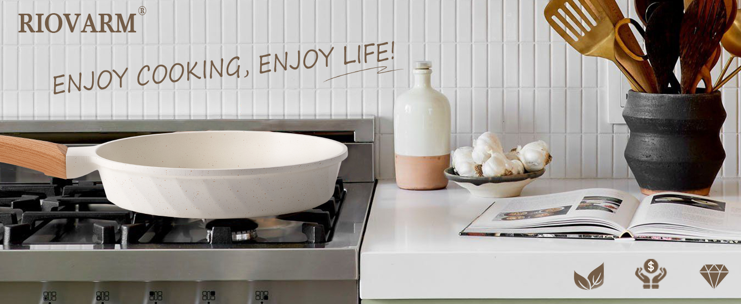 Набір сковорідок з антипригарним покриттям RIOVARM з кришками для індукційних плит. Набір посуду з гранітним покриттям, без PFOA, сковорода для омлетів 20/24/28 см