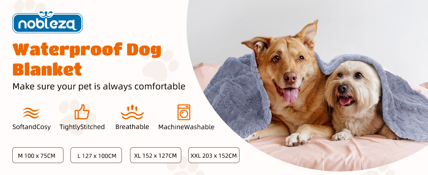 Водонепроникний коврик для собак Nobleza XXL (203 x 152 см), м'який та пухнастий, для собак та котів, можна прати в пральній машині, двосторонній чохол для захисту дивану, (M (100 x 75 см), світло-блакитний)