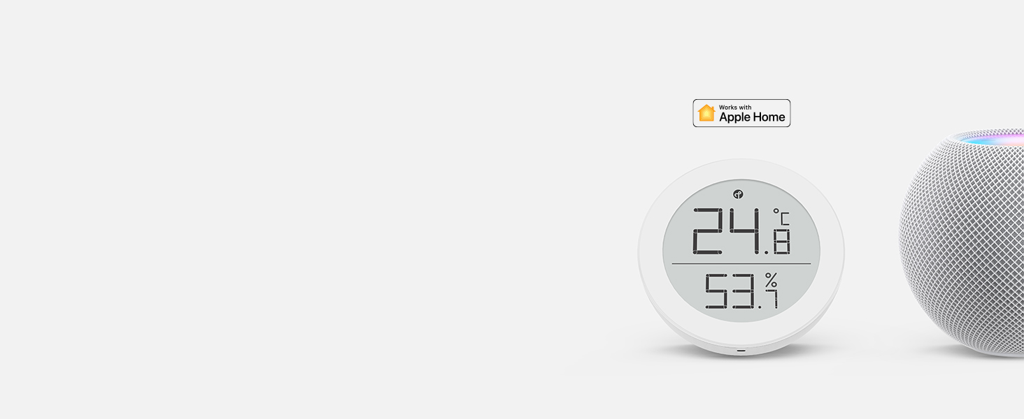 Qingping Термометр-гігрометр із сенсором, підтримка Apple HomeKit, бездротовий монітор температури та вологості з E-Ink дисплеєм, Thread/Bluetooth, для iOS